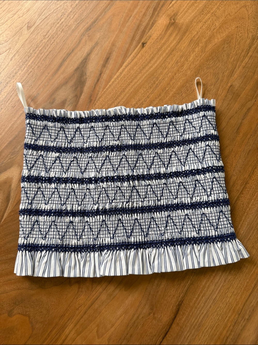 Christian Lacroix Size Small Smocked Navy and White Striped Women's Top
